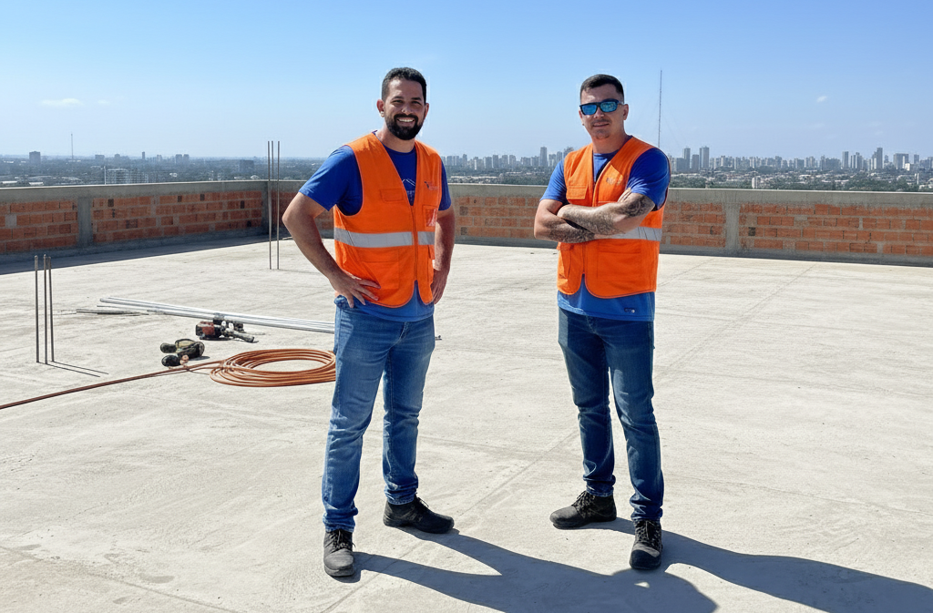 Profissional instalando telhado